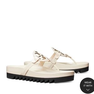Tory Burch Miller Cloud black & cream wedge size 8.5 New Never been worn.